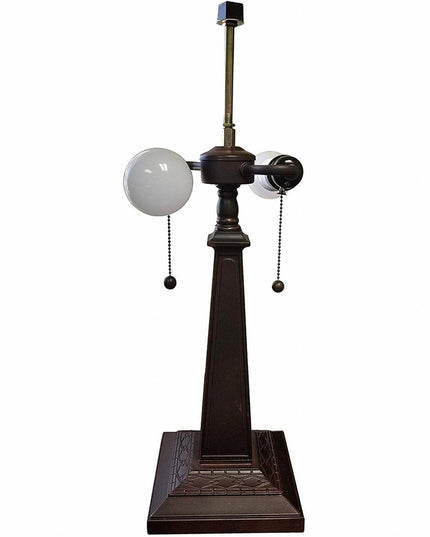 22" Dark Brown Metal Two Light Candlestick Table Lamp With White Shade