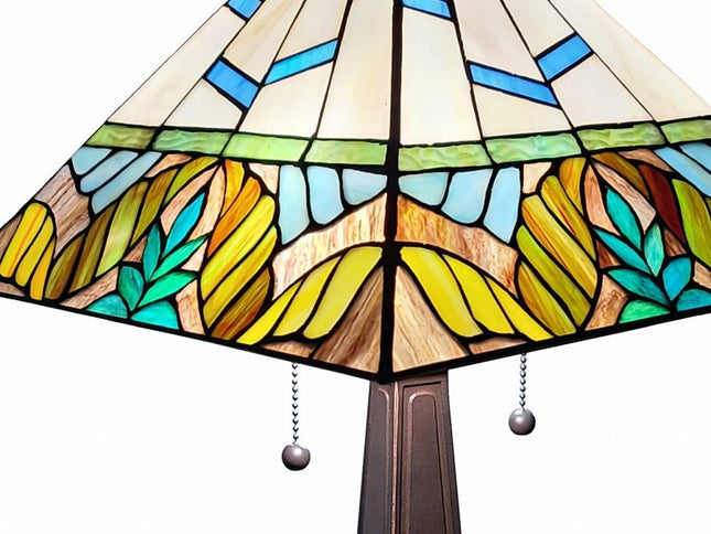 22" Dark Brown Metal Two Light Candlestick Table Lamp With White Shade