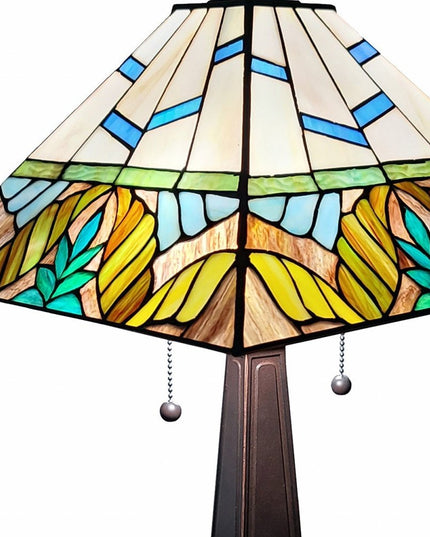 22" Dark Brown Metal Two Light Candlestick Table Lamp With White Shade