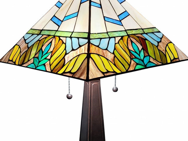 22" Dark Brown Metal Two Light Candlestick Table Lamp With White Shade