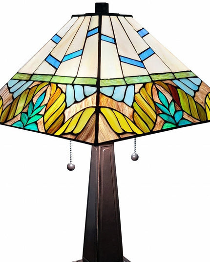 22" Dark Brown Metal Two Light Candlestick Table Lamp With White Shade