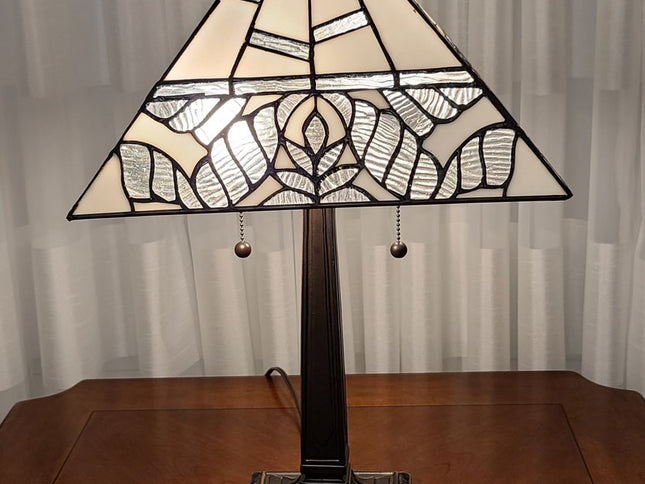 22" Dark Brown Metal Two Light Candlestick Table Lamp With White Shade