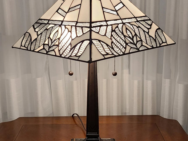 22" Dark Brown Metal Two Light Candlestick Table Lamp With White Shade