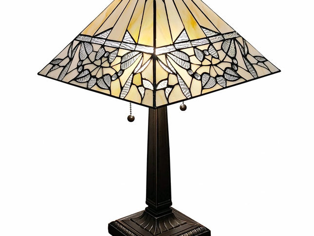 22" Dark Brown Metal Two Light Candlestick Table Lamp With White Shade