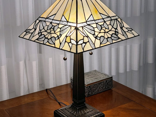 22" Dark Brown Metal Two Light Candlestick Table Lamp With White Shade
