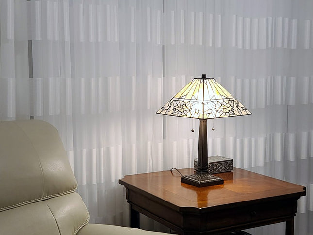 22" Dark Brown Metal Two Light Candlestick Table Lamp With White Shade