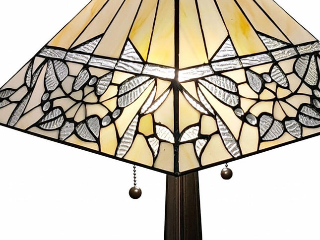 22" Dark Brown Metal Two Light Candlestick Table Lamp With White Shade