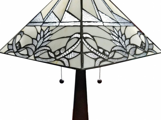 22" Dark Brown Metal Two Light Candlestick Table Lamp With White Empire Shade