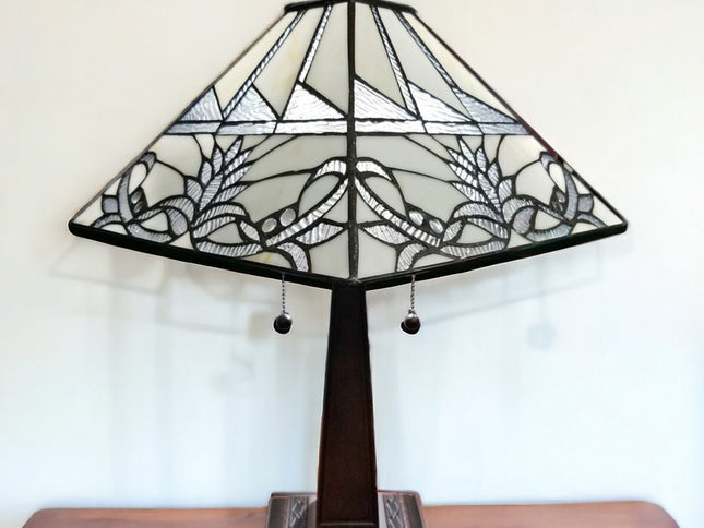 22" Dark Brown Metal Two Light Candlestick Table Lamp With White Empire Shade