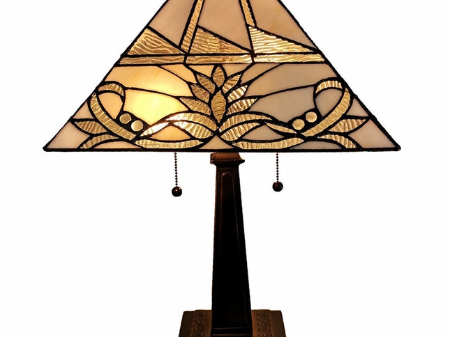 22" Dark Brown Metal Two Light Candlestick Table Lamp With White Empire Shade