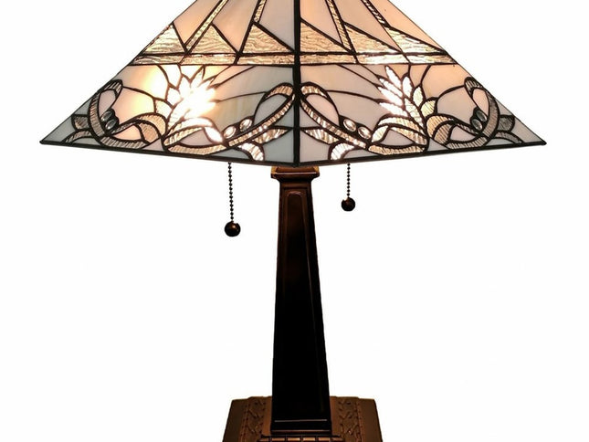 22" Dark Brown Metal Two Light Candlestick Table Lamp With White Empire Shade