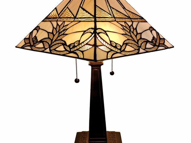 22" Dark Brown Metal Two Light Candlestick Table Lamp With White Empire Shade