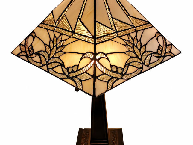 22" Dark Brown Metal Two Light Candlestick Table Lamp With White Empire Shade