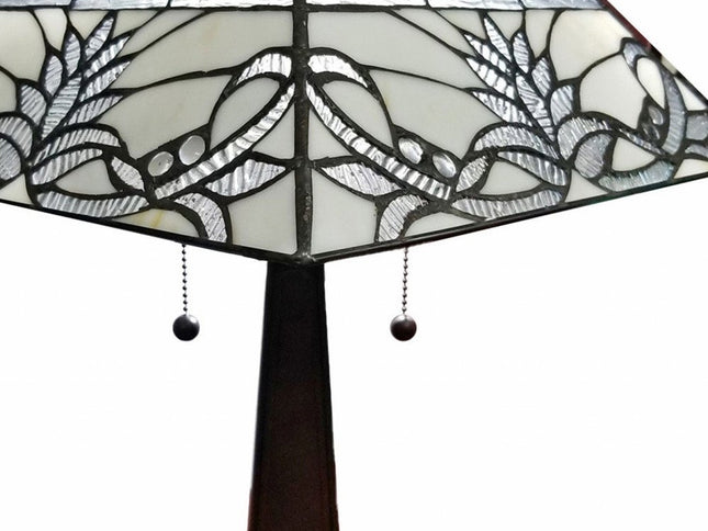 22" Dark Brown Metal Two Light Candlestick Table Lamp With White Empire Shade