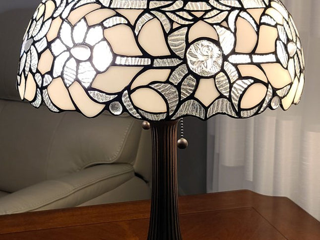 23" Dark Brown Metal Two Light Candlestick Table Lamp With White Shade