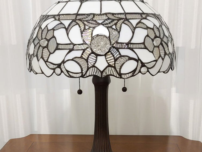 23" Dark Brown Metal Two Light Candlestick Table Lamp With White Shade