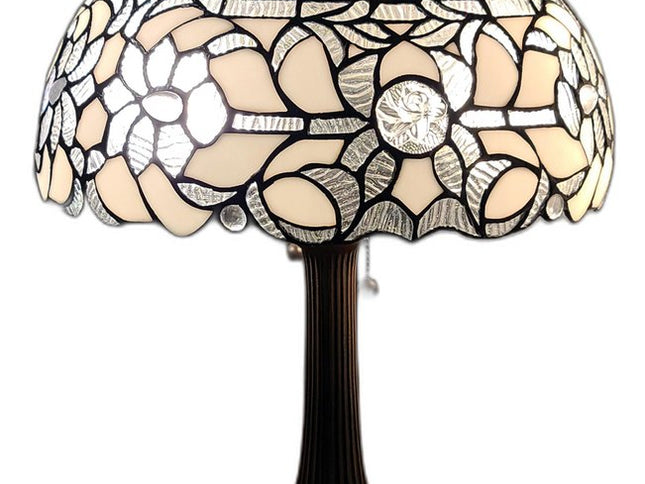 23" Dark Brown Metal Two Light Candlestick Table Lamp With White Shade