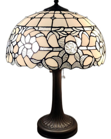 23" Dark Brown Metal Two Light Candlestick Table Lamp With White Shade