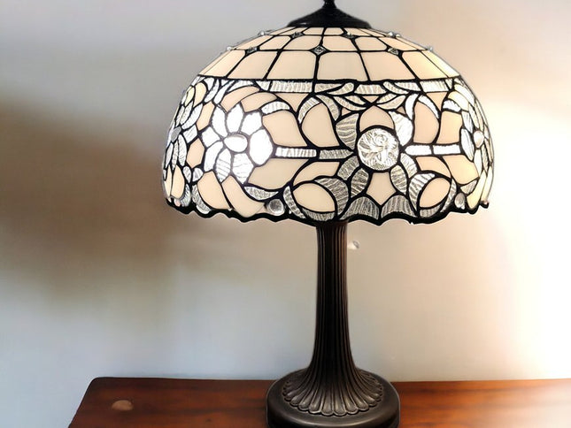 23" Dark Brown Metal Two Light Candlestick Table Lamp With White Shade