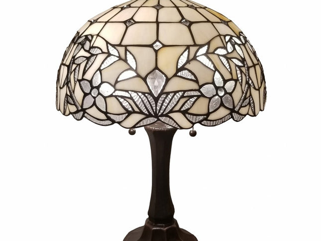 23" Dark Brown Metal Two Light Candlestick Table Lamp With White Shade