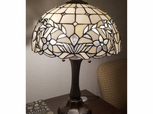 23" Dark Brown Metal Two Light Candlestick Table Lamp With White Shade