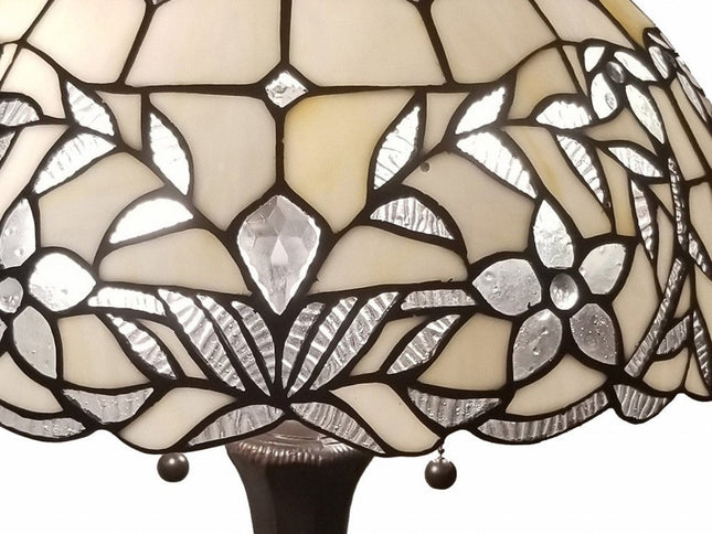 23" Dark Brown Metal Two Light Candlestick Table Lamp With White Shade