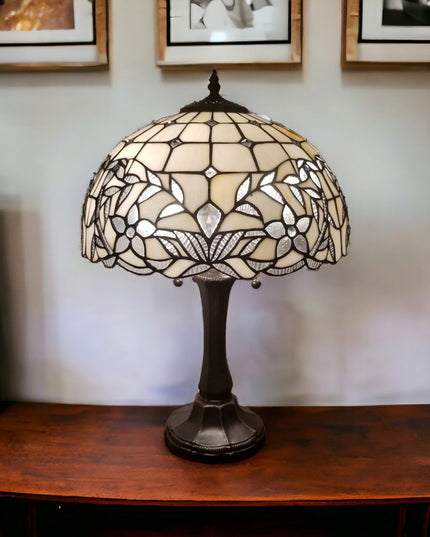 23" Dark Brown Metal Two Light Candlestick Table Lamp With White Shade