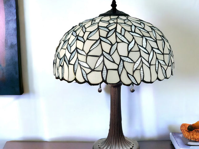 23" Dark Brown Metal Two Light Candlestick Table Lamp With White Shade