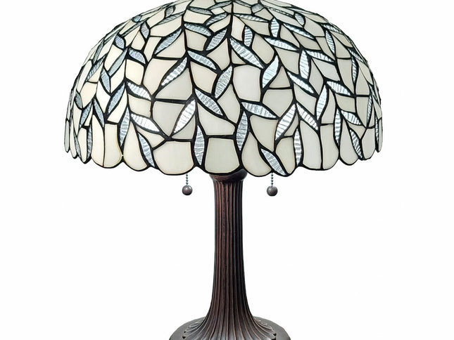 23" Dark Brown Metal Two Light Candlestick Table Lamp With White Shade