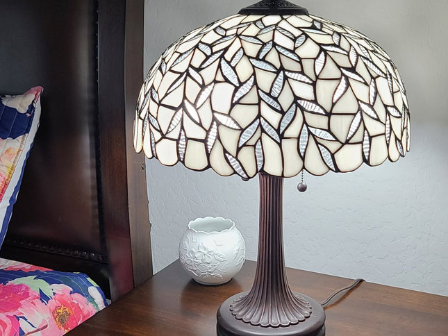 23" Dark Brown Metal Two Light Candlestick Table Lamp With White Shade