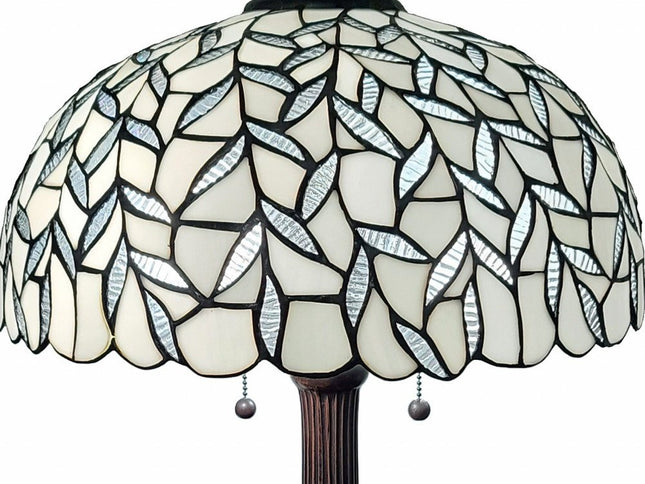 23" Dark Brown Metal Two Light Candlestick Table Lamp With White Shade