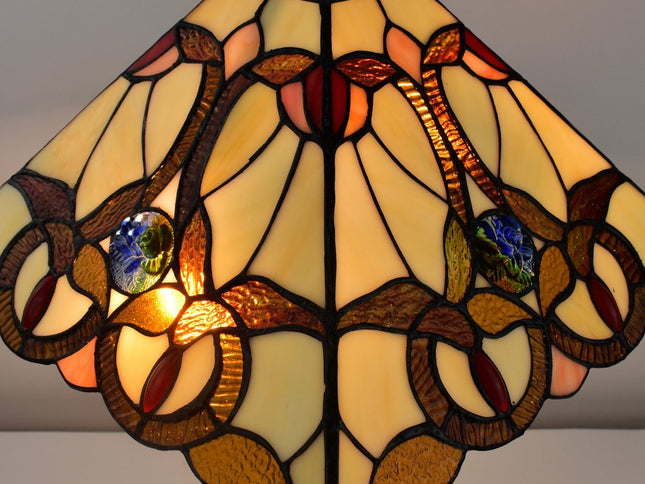 22" Dark Brown Metal Two Light Candlestick Table Lamp With Beige Empire Shade