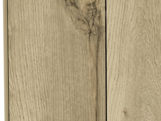 74" Oak Wood Two Door Single Drawer Combo Dresser