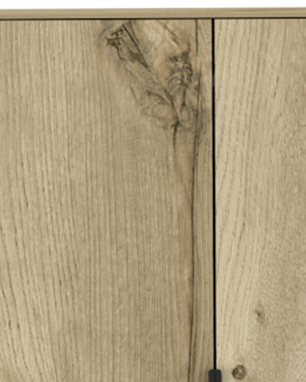 74" Oak Wood Two Door Single Drawer Combo Dresser