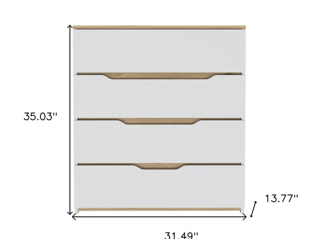 31" Brown and White Four Drawer Standard Chest