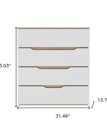 31" Brown and White Four Drawer Standard Chest