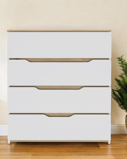 31" Brown and White Four Drawer Standard Chest