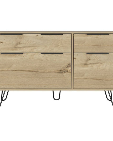 47" Brown and Black Four Drawer Double Dresser