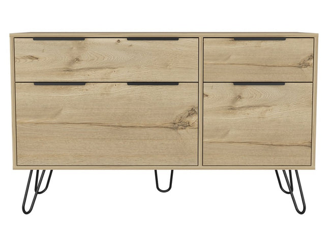 47" Brown and Black Four Drawer Double Dresser