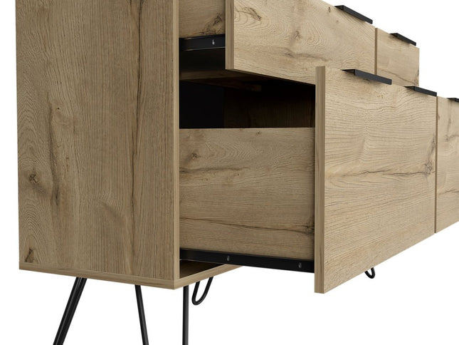 47" Brown and Black Four Drawer Double Dresser