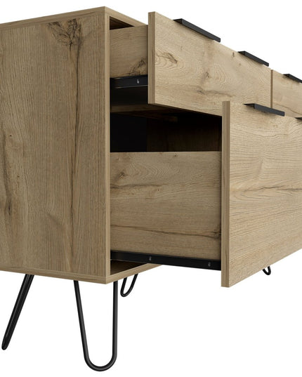 47" Brown and Black Four Drawer Double Dresser