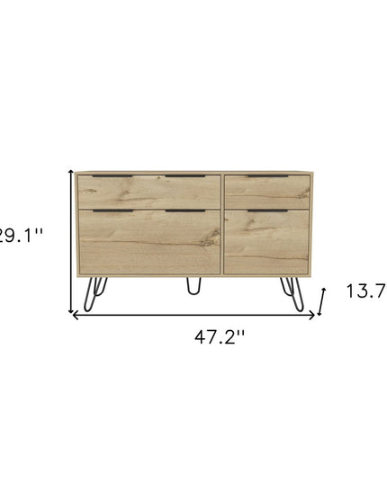 47" Brown and Black Four Drawer Double Dresser
