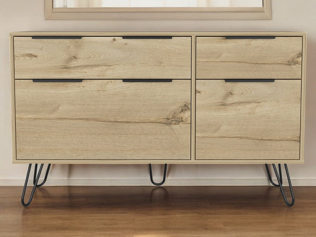 47" Brown and Black Four Drawer Double Dresser