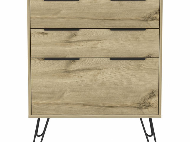 47" Brown and Black Four Drawer Double Dresser