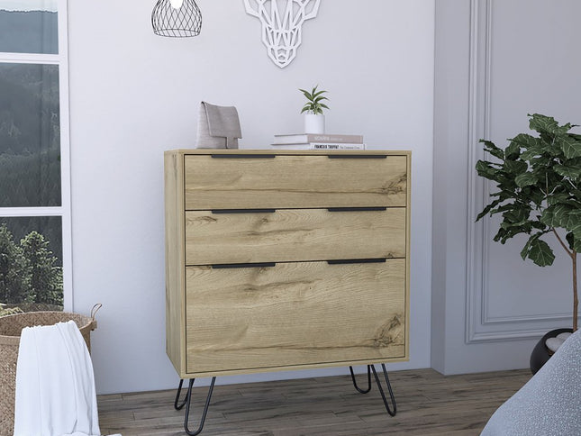 47" Brown and Black Four Drawer Double Dresser