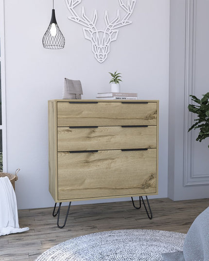 47" Brown and Black Four Drawer Double Dresser