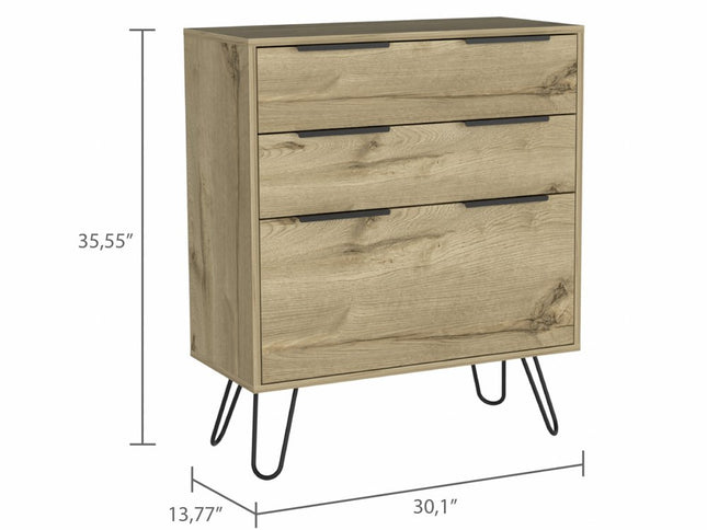 47" Brown and Black Four Drawer Double Dresser