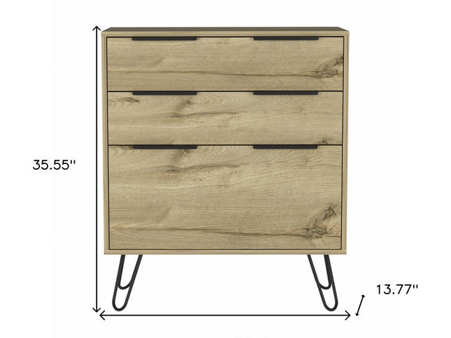 47" Brown and Black Four Drawer Double Dresser