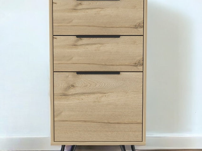 18" Brown and Black Three Drawer Standard Chest