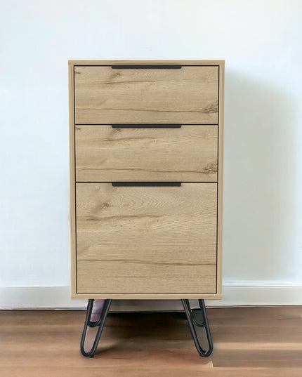 18" Brown and Black Three Drawer Standard Chest